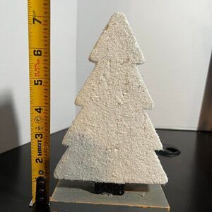 Sparkly White Foam Christmas Tree Stand Up Tabletop Decoration Rustic Wood Base